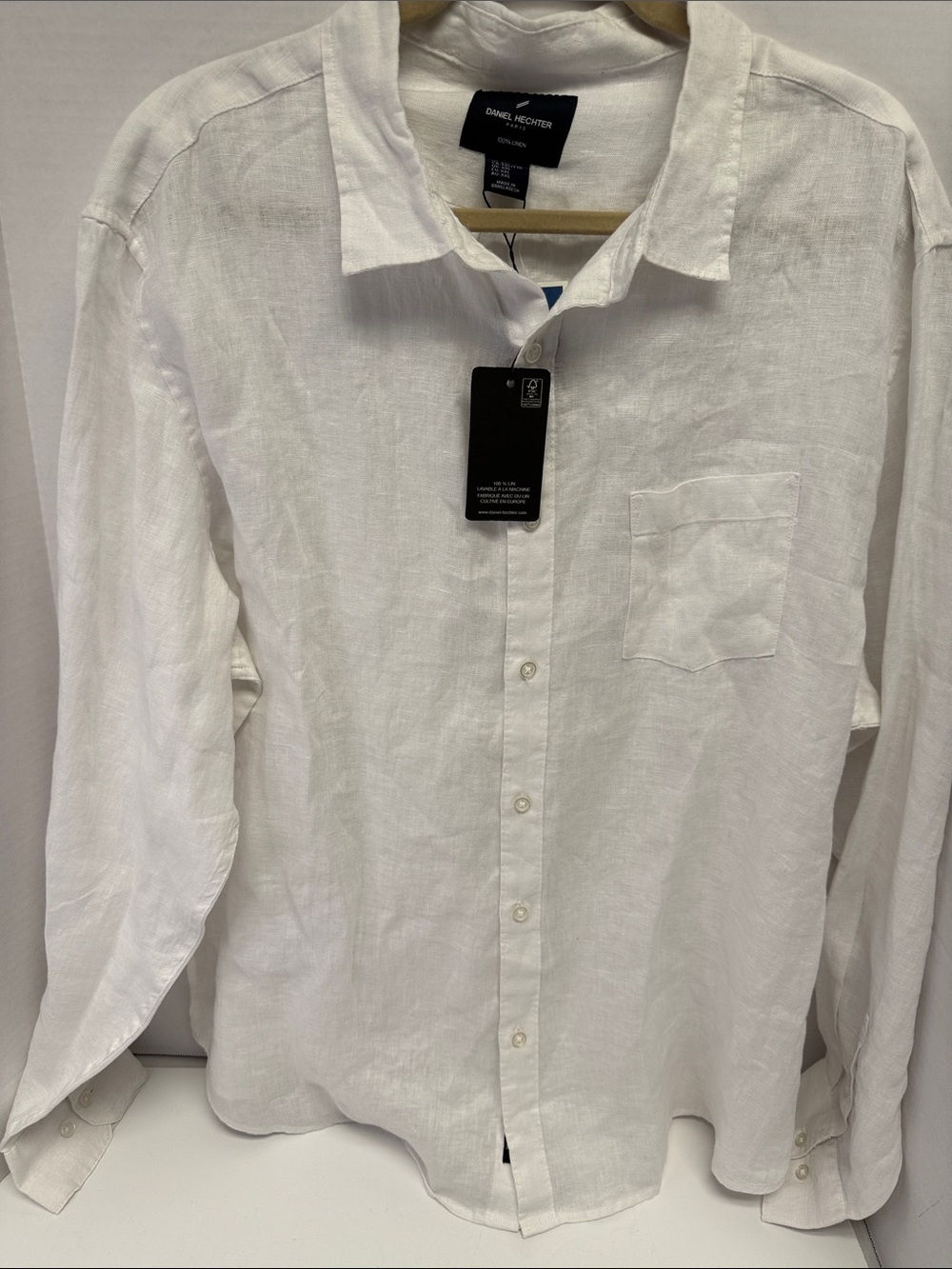Daniel Hechter White Linen Casual Button-Down Shirt